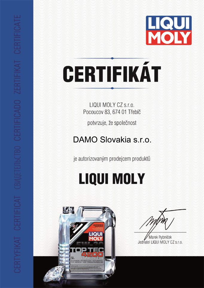 LIQUI MOLY - Certifikát originality